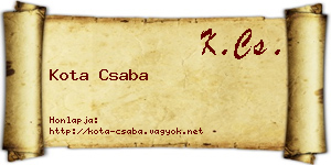 Kota Csaba névjegykártya